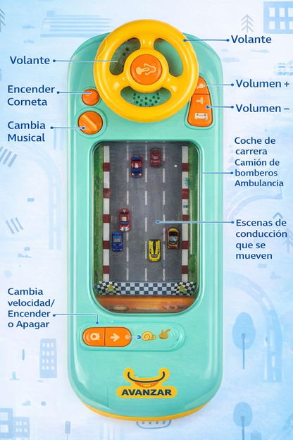 Volante Musical de juguete para niños de 4 a 6 años, juego de coche de carreras
