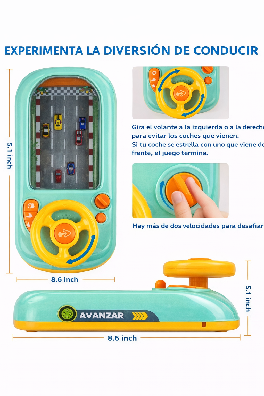Volante Musical de juguete para niños de 4 a 6 años, juego de coche de carreras